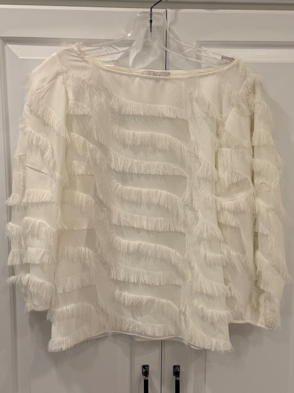 Joie White Kinzie Eyelash Fringe Blouse - Size M